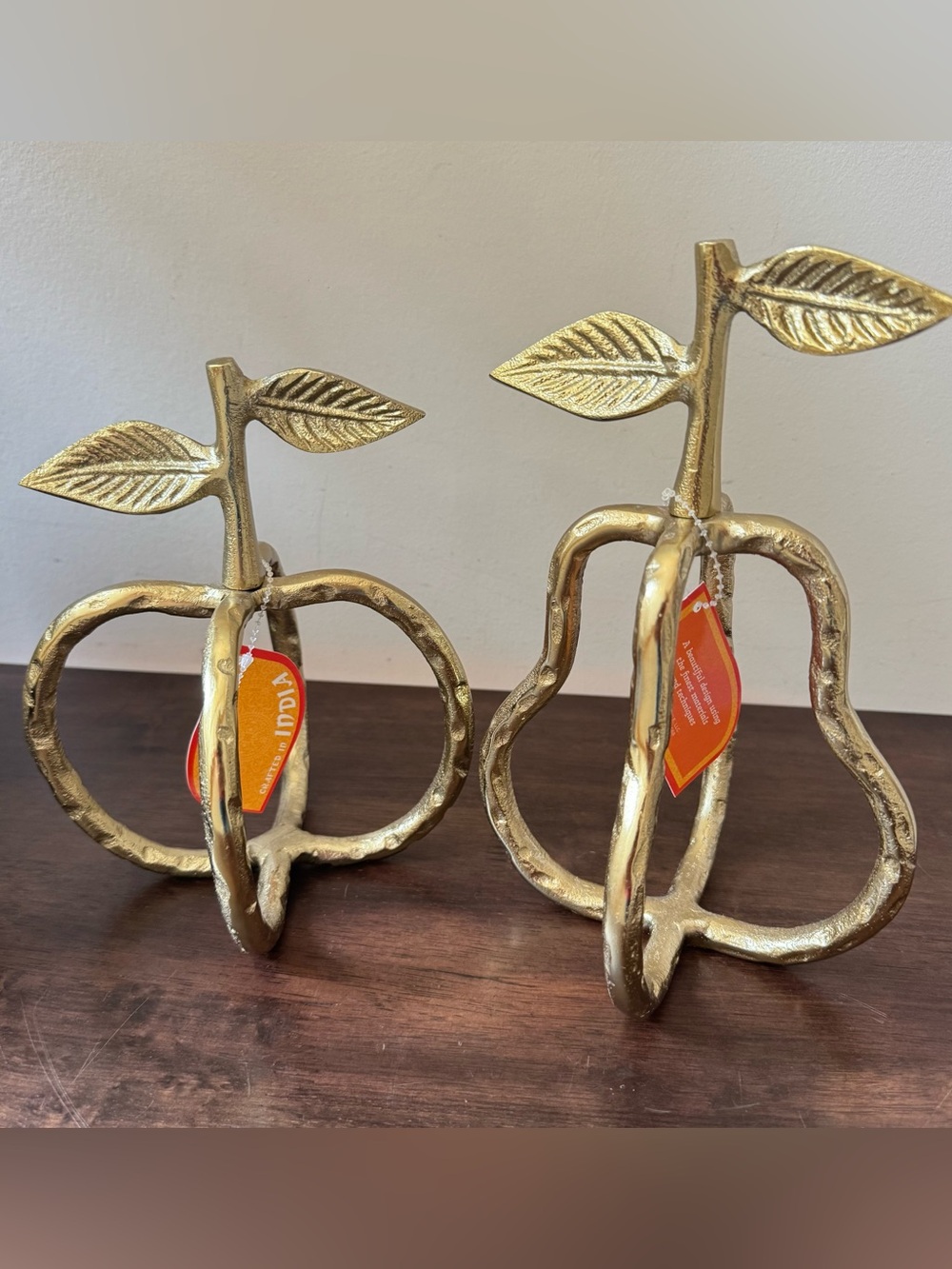 Brass Pear and Apple Shaped Decorative Accent